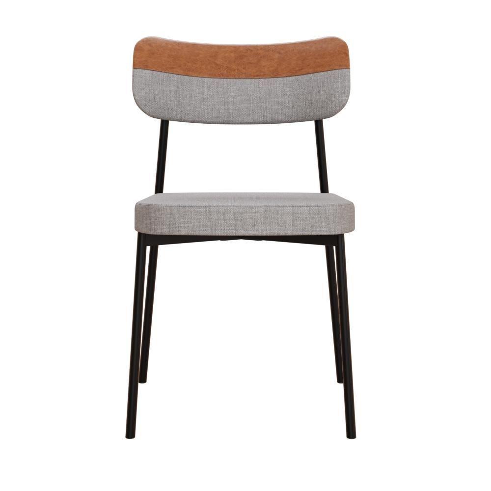 Cadeira Mynna Fixa C/4 Pes 525 X 470 X 790 Mm C/4 Un. Crt.cinza Claro/courino Caramelo Crt Cinza Claro/cn Caramelo - 4