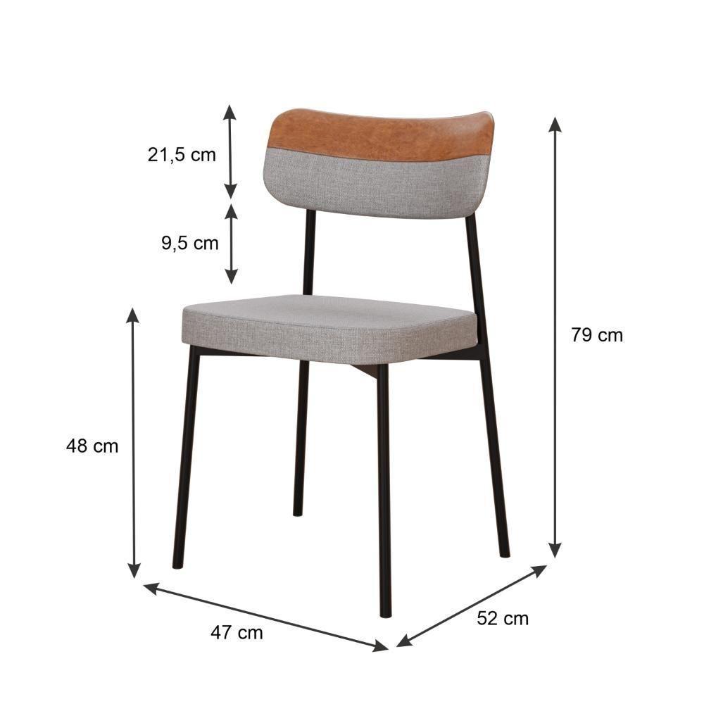 Cadeira Mynna Fixa C/4 Pes 525 X 470 X 790 Mm C/4 Un. Crt.cinza Claro/courino Caramelo Crt Cinza Claro/cn Caramelo - 6
