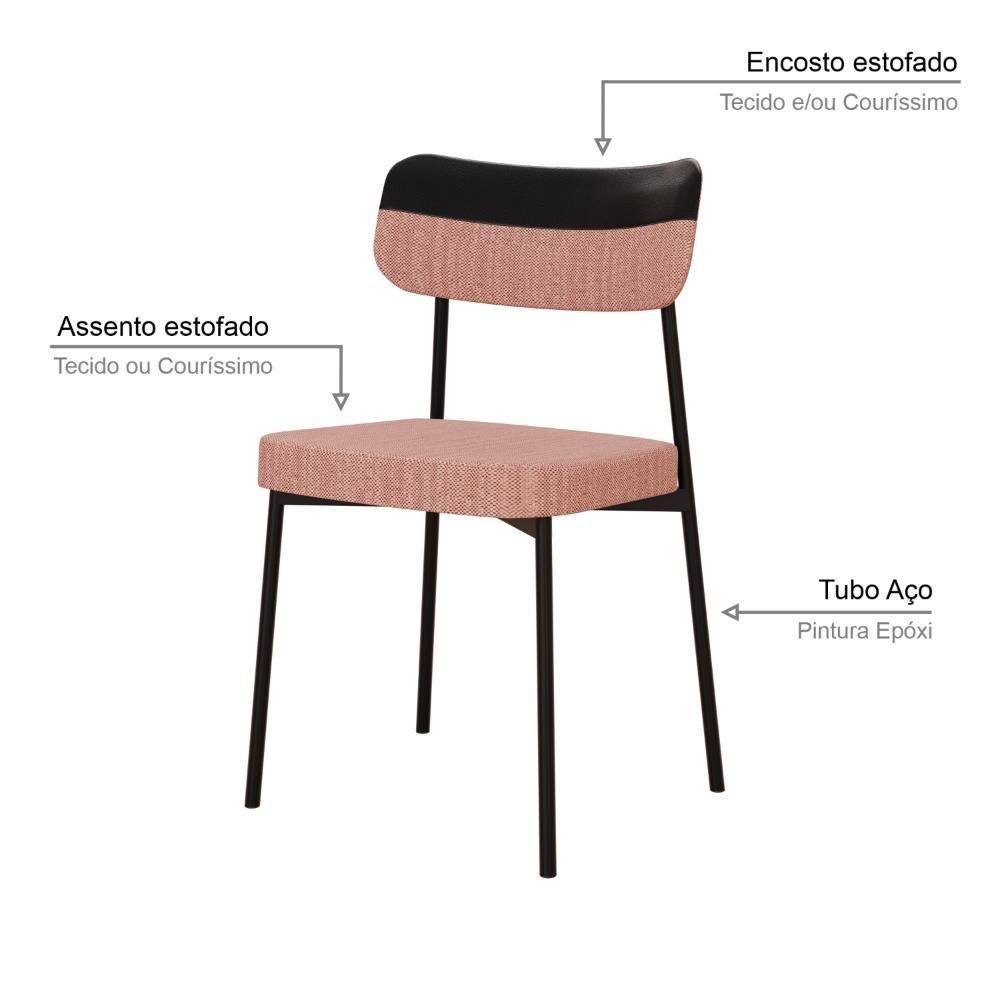 Cadeira Mynna Fixa C/4 Pes 525 X 470 X 790 Mm C/2 Un. Lkd.rosa/courino Preto Linked Rosa/courino Preto - 3