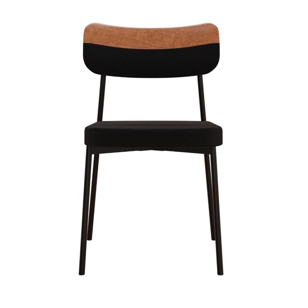 Cadeira Mynna Fixa C/4 Pes 525 X 470 X 790 Mm C/2 Un. Preto/courino Caramelo Preto/courino Caramelo - 4