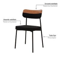 Cadeira Mynna Fixa C/4 Pes 525 X 470 X 790 Mm C/2 Un. Preto/courino Caramelo Preto/courino Caramelo - 3
