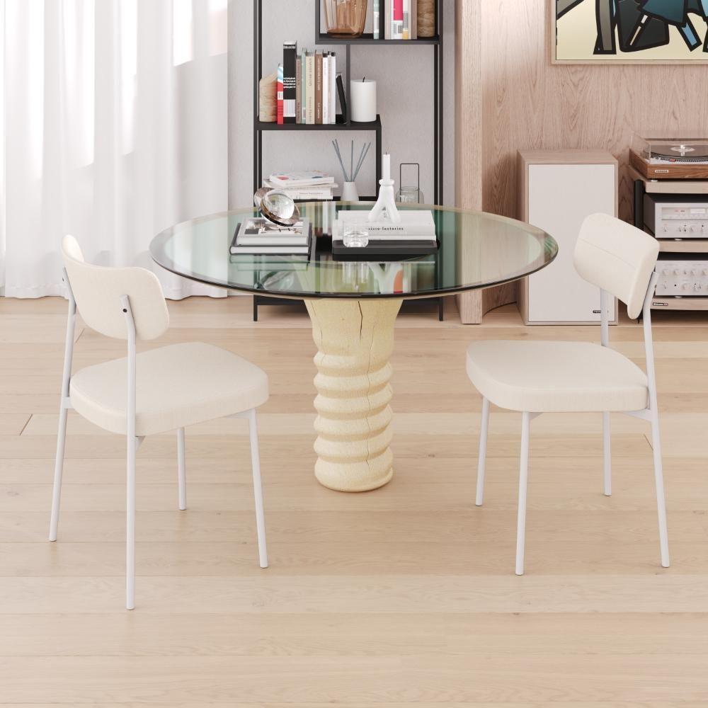 Cadeira Mynna Fixa C/4 Pes 525 X 470 X 790 Mm C/4 Um Pés Brancos. Corriente Palha Corriente Palha - 2