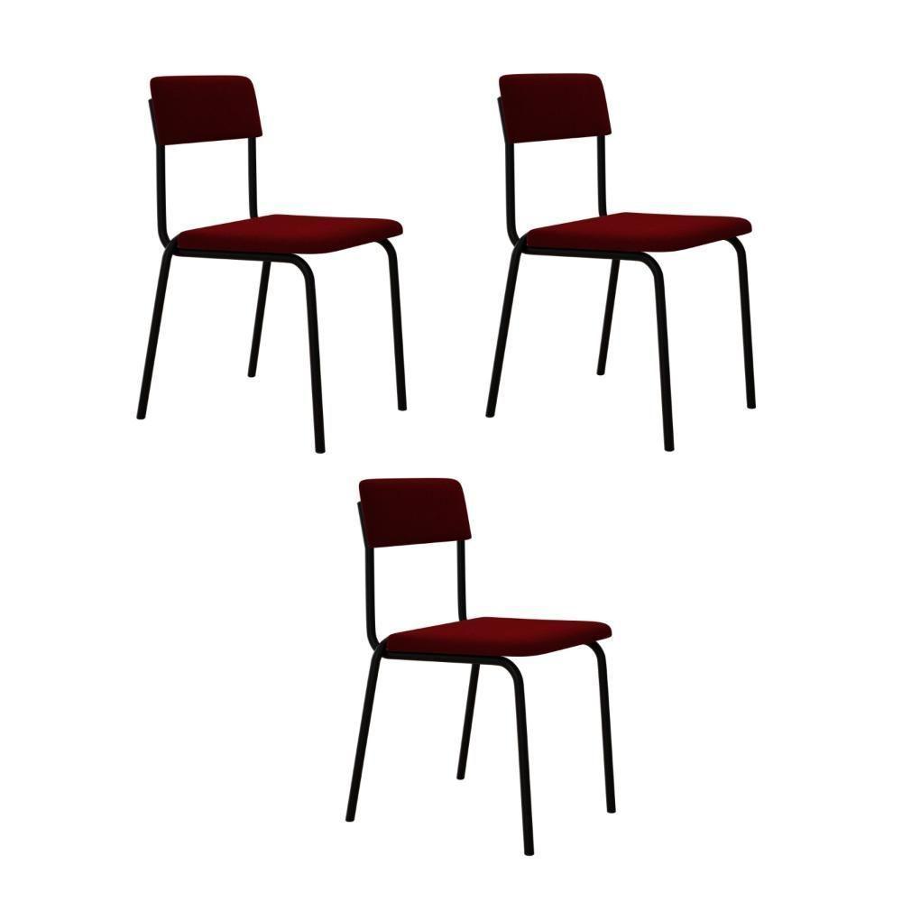 Cadeira Fit Fixa C/4 Pes 475 X 505 X 810 Mm C/3 Un. Vermelho Vin. Vermelho Vinho - 1