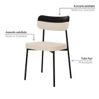 Cadeira Mynna Fixa C/4 Pes 525 X 470 X 790 Mm C/1 Un. Crt.areia/courino Preto Crt Areia/courino Preto - 3