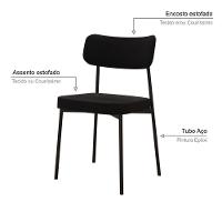 Cadeira Mynna Fixa C/4 Pes 525 X 470 X 790 Mm C/2 Un. Preto Preto - 3