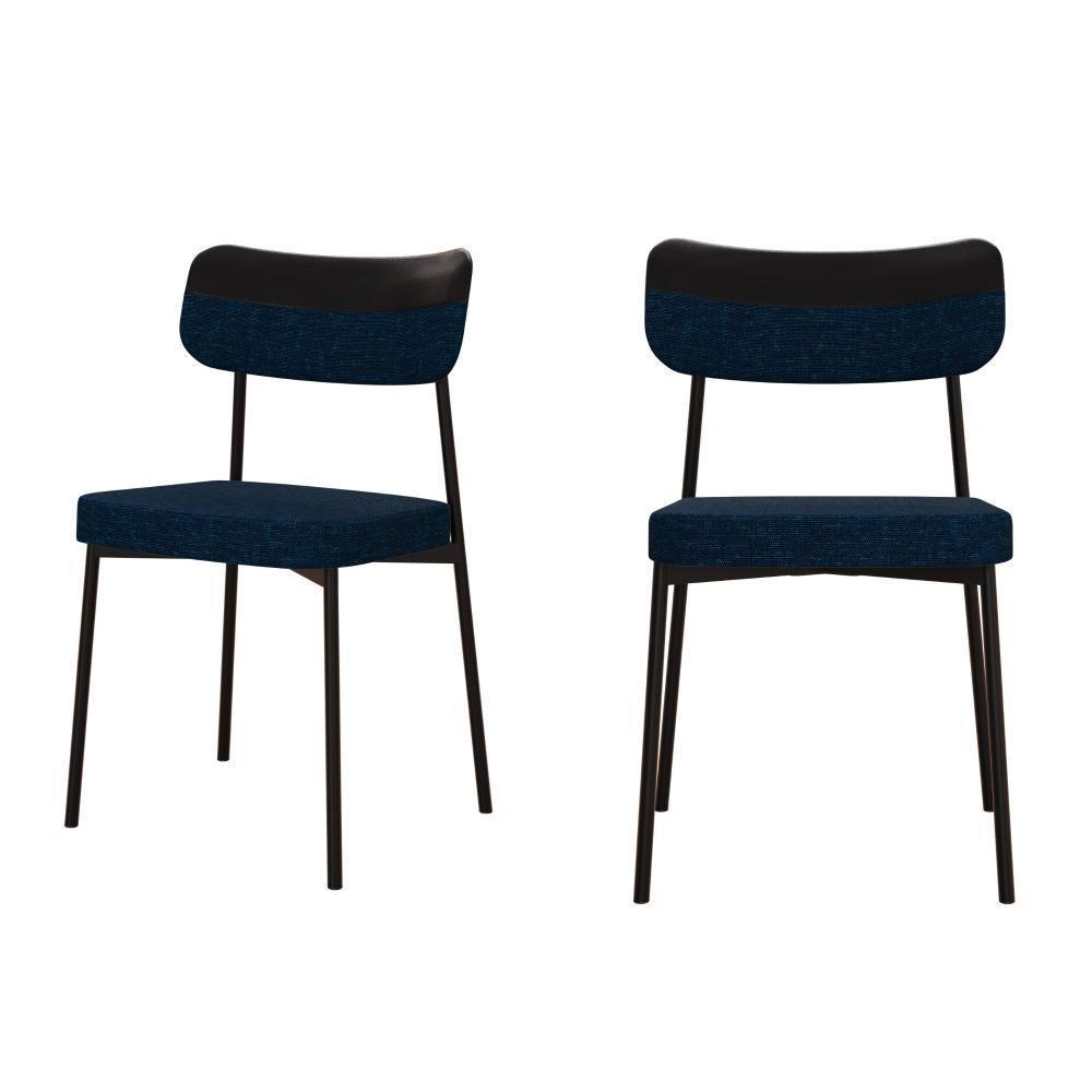 Cadeira Mynna Fixa C/4 Pes 525 X 470 X 790 Mm C/2 Un. Crt.azul/courino Preto Corriente Azul/courino Preto - 1