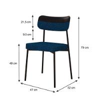 Cadeira Mynna Fixa C/4 Pes 525 X 470 X 790 Mm C/2 Un. Crt.azul/courino Preto Corriente Azul/courino Preto - 3