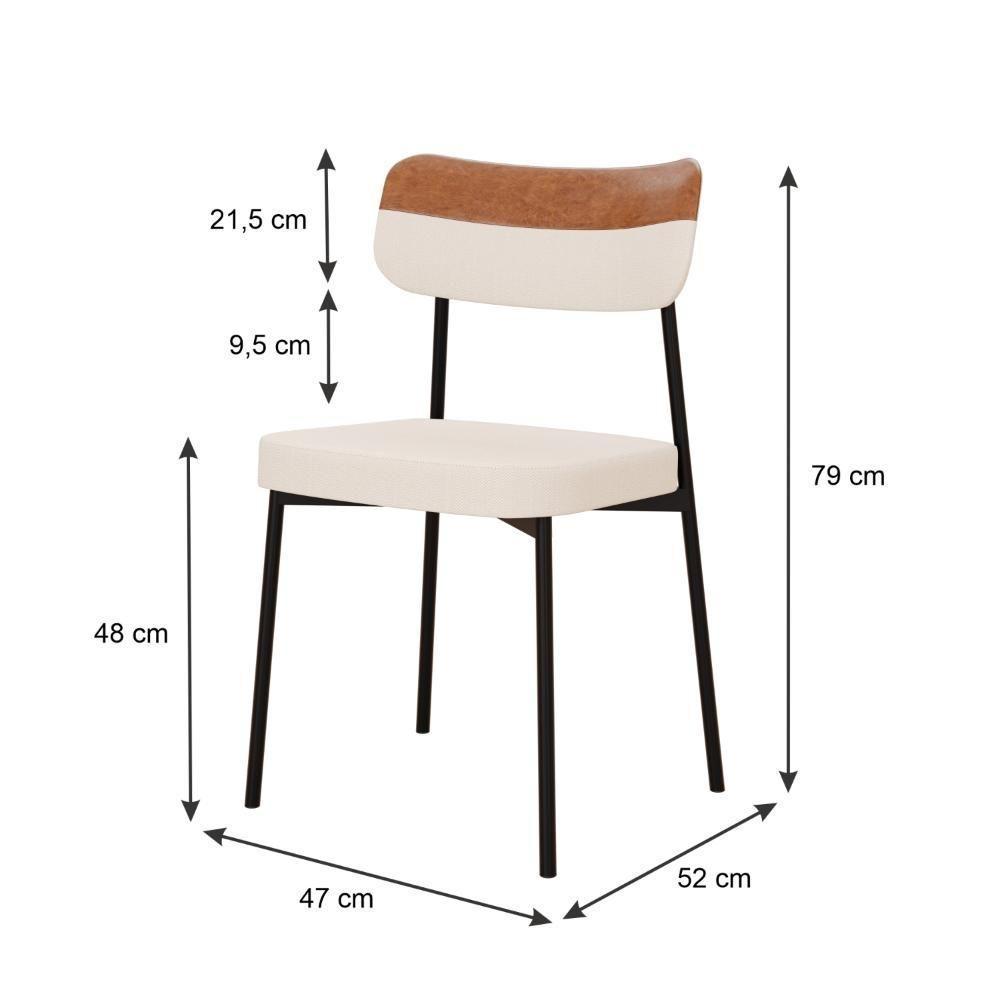 Cadeira Mynna Fixa C/4 Pes 525 X 470 X 790 Mm C/2 Un. Crt.palha/courino Caramelo Crt Palha/courino Caramelo - 6