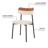 Cadeira Mynna Fixa C/4 Pes 525 X 470 X 790 Mm C/2 Un. Crt.palha/courino Caramelo Crt Palha/courino Caramelo - 3