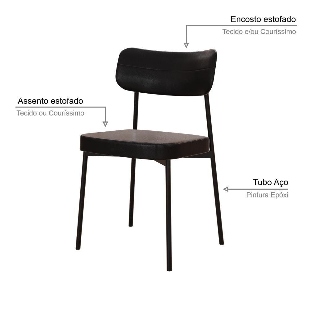 Cadeira Mynna Fixa C/4 Pes 525 X 470 X 790 Mm C/2 Un. Courino Preto Courino Preto - 3