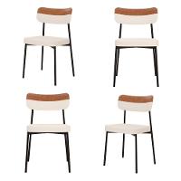 Cadeira Mynna Fixa C/4 Pes 525 X 470 X 790 Mm C/4 Un. Crt.palha/courino Caramelo Crt Palha/courino Caramelo - 1