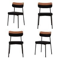 Cadeira Mynna Fixa C/4 Pes 525 X 470 X 790 Mm C/4 Un. Preto/courino Caramelo Preto/courino Caramelo - 1