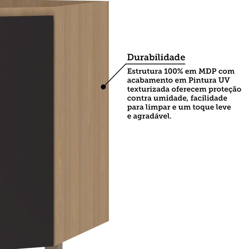 Balcão De Cozinha Canto Diagonal 74cm 1 Porta Sem Tampo Slim Freijó/preto - 4