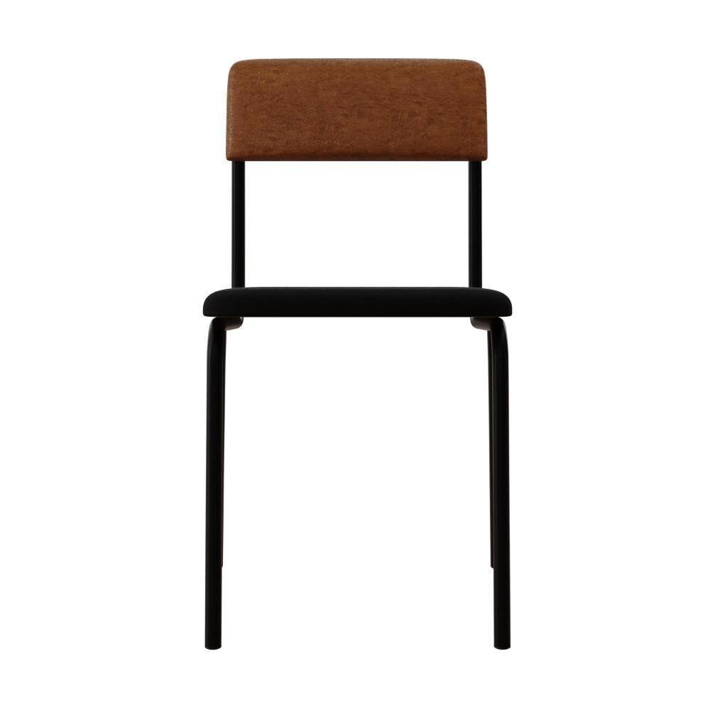 Cadeira Fit Fixa C/4 Pes 475 X 505 X 810 Mm C/4 Un. Preto/courino Caramelo Preto/courino Caramelo - 4