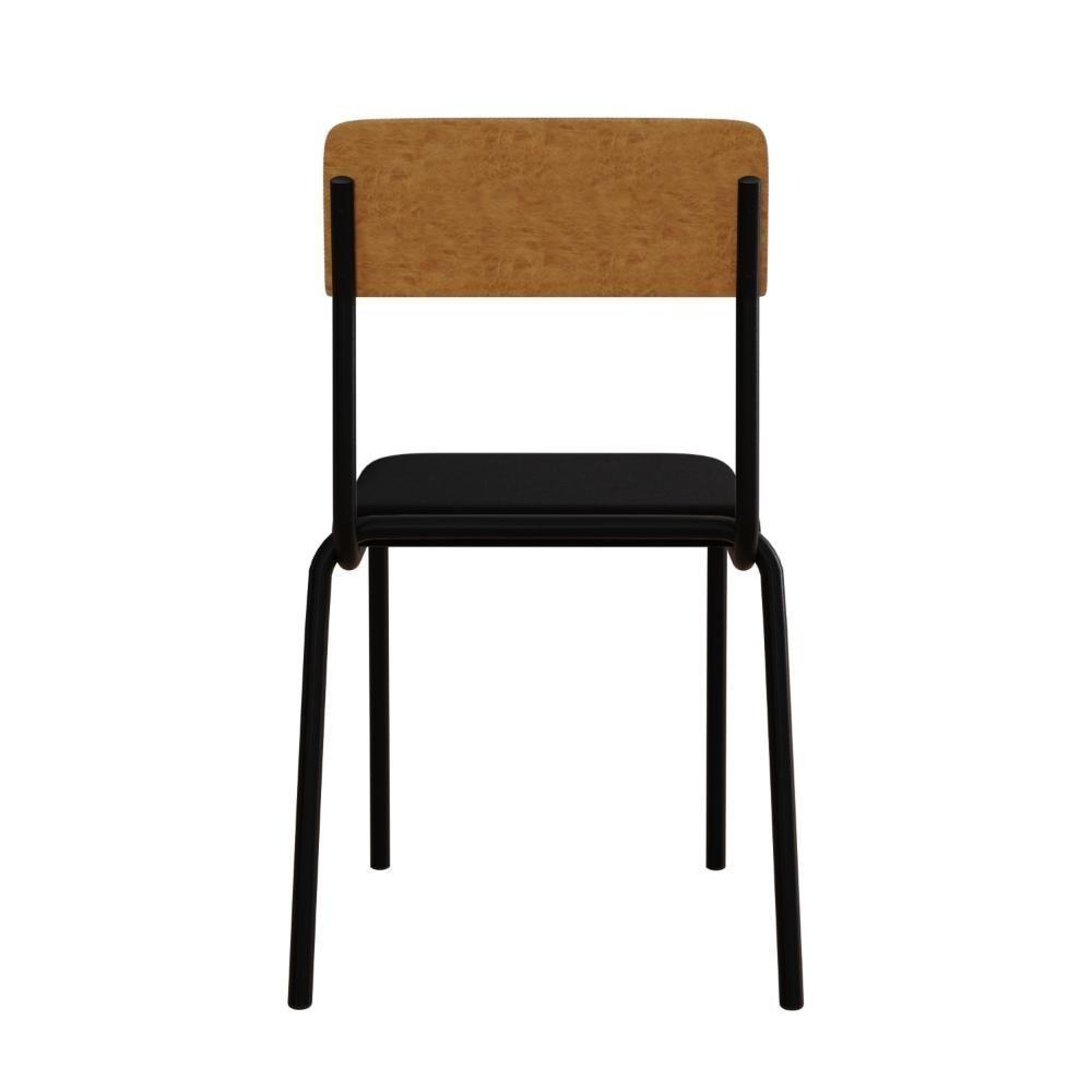 Cadeira Fit Fixa C/4 Pes 475 X 505 X 810 Mm C/4 Un. Preto/courino Caramelo Preto/courino Caramelo - 5