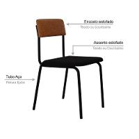 Cadeira Fit Fixa C/4 Pes 475 X 505 X 810 Mm C/4 Un. Preto/courino Caramelo Preto/courino Caramelo - 3