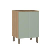 Balcão De Cozinha 60cm 2 Portas Sem Tampo Slim Luciane Móvei Freijó/verde Jade - 1