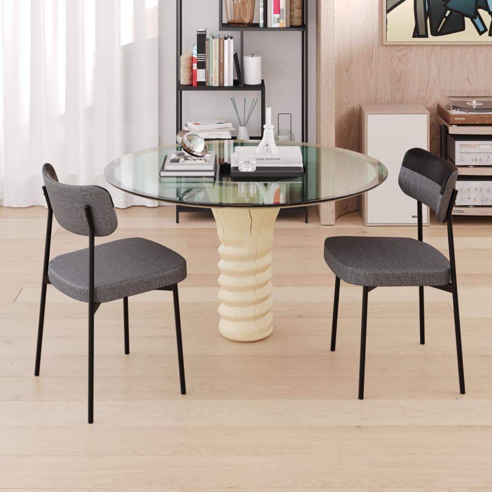 Cadeira Mynna Fixa C/4 Pes 525 X 470 X 790 Mm C/2 Un. Crt. Cinza/courino Preto Crt Cinza/courino Preto - 2