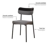 Cadeira Mynna Fixa C/4 Pes 525 X 470 X 790 Mm C/2 Un. Crt. Cinza/courino Preto Crt Cinza/courino Preto - 3