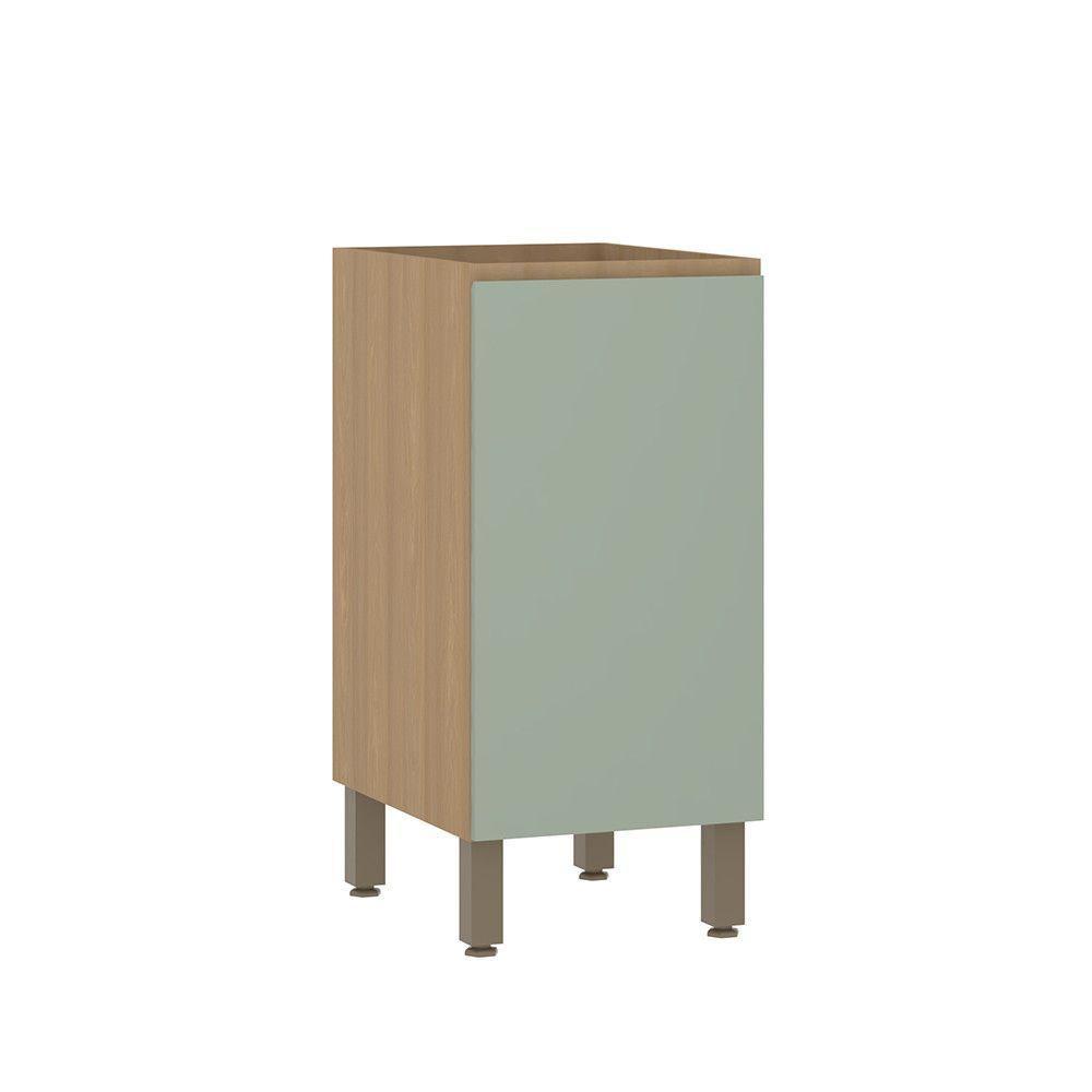 Balcão De Cozinha 40cm 1 Porta Sem Tampo Slim Luciane Móveis Freijó/verde Jade - 1