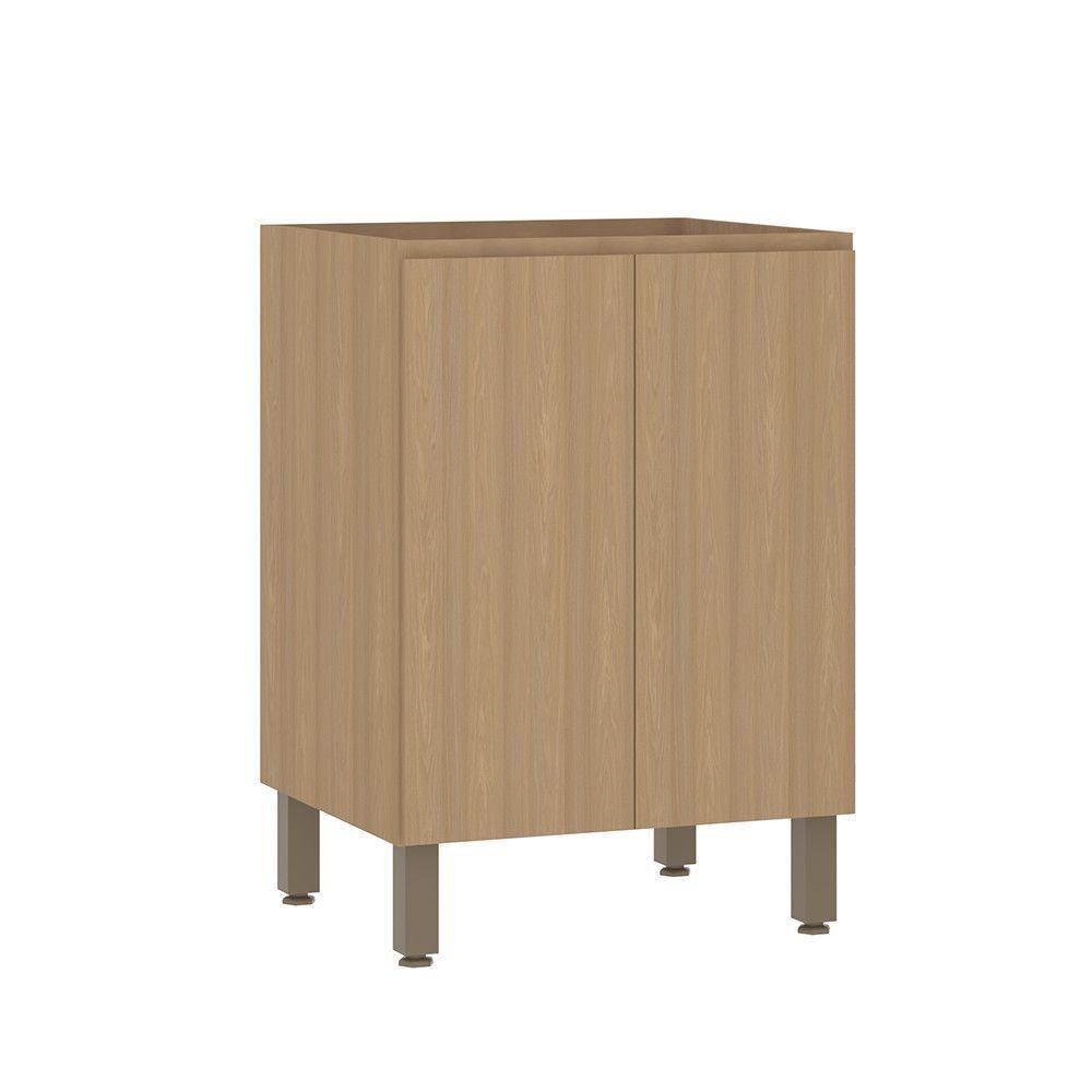 Balcão De Cozinha 60cm 2 Portas Sem Tampo Slim Luciane Móvei Freijó/freijó Brasil - 1