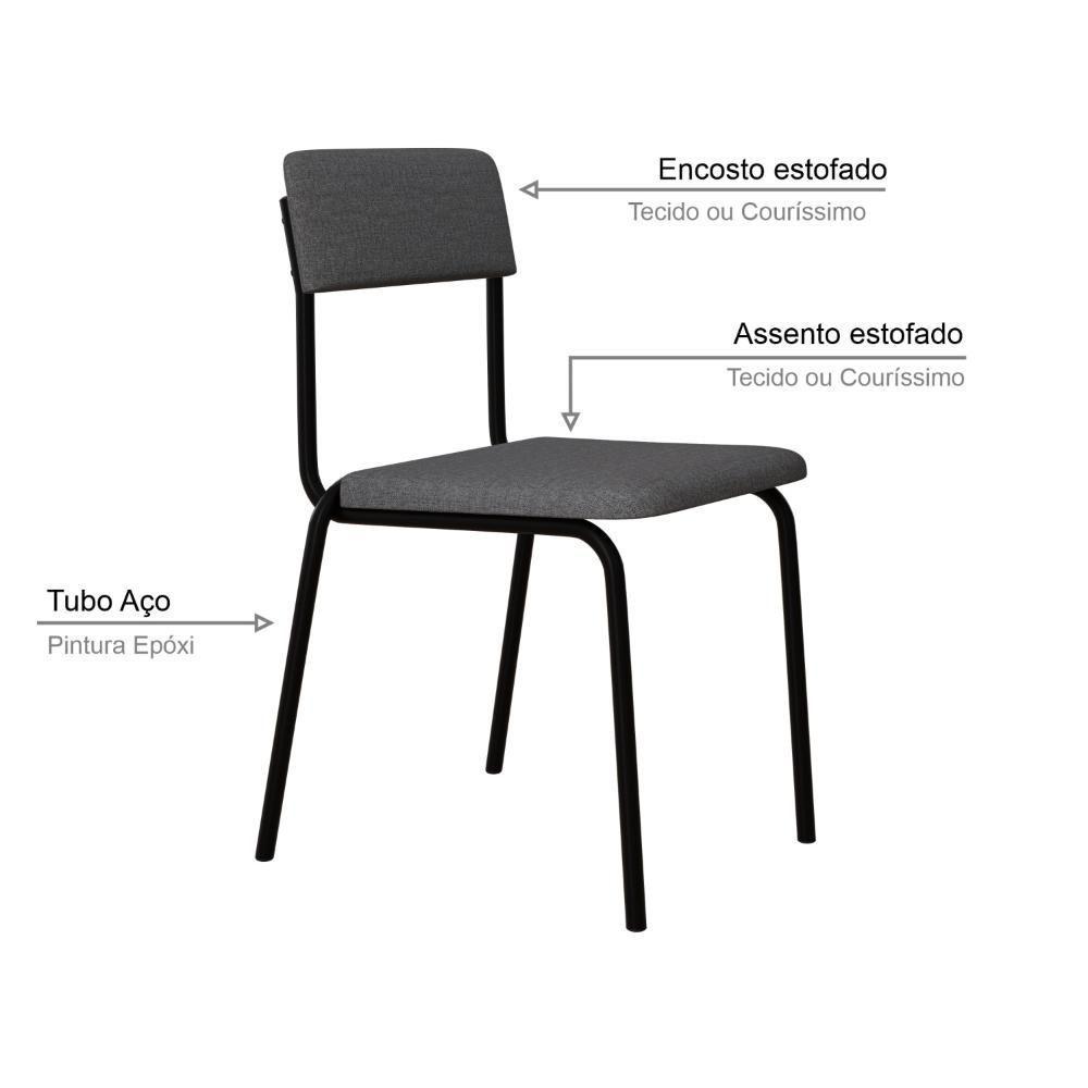 Cadeira Fit Fixa C/4 Pes 475 X 505 X 810 Mm C/4 Un. Corriente Cinza Claro Corriente Cinza Claro - 3