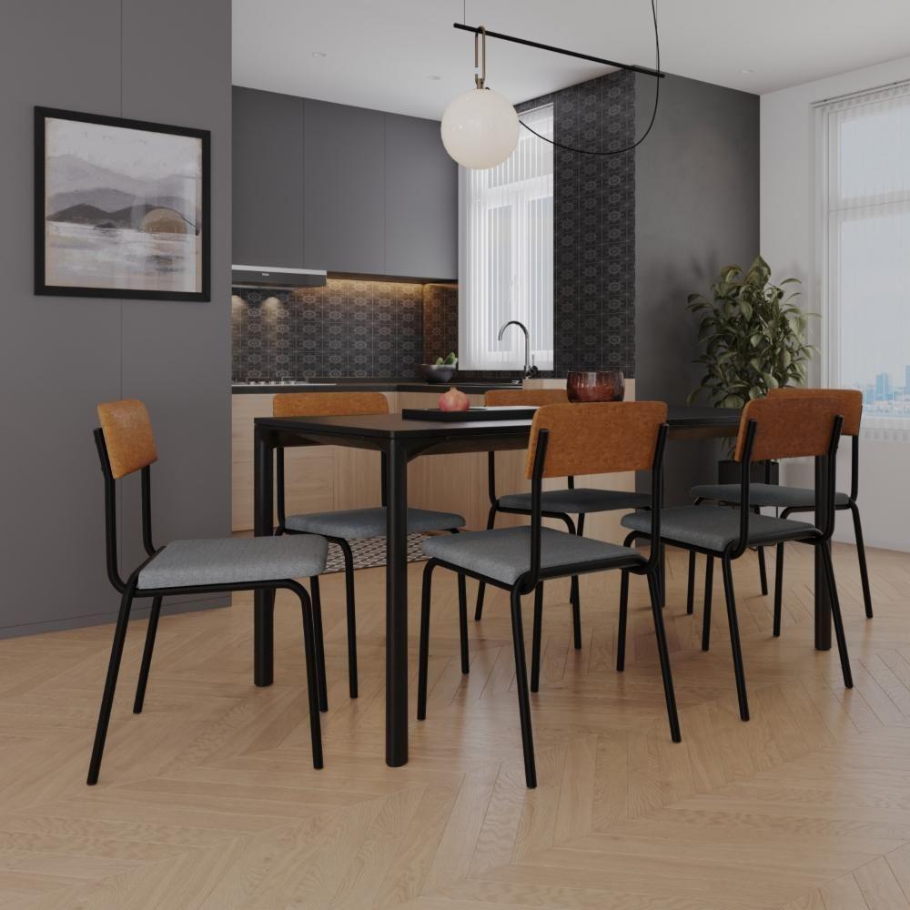 Cadeira Fit Fixa C/4 Pes 475 X 505 X 810 Mm C/4 Un. Crt.cinza Claro/courino Caramelo Crt Cinza Claro/courino Caramelo - 2