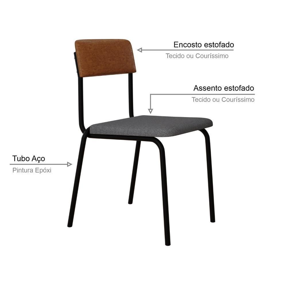 Cadeira Fit Fixa C/4 Pes 475 X 505 X 810 Mm C/4 Un. Crt.cinza Claro/courino Caramelo Crt Cinza Claro/courino Caramelo - 3