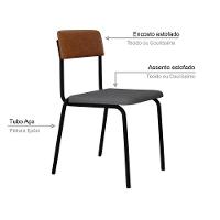 Cadeira Fit Fixa C/4 Pes 475 X 505 X 810 Mm C/4 Un. Crt.cinza Claro/courino Caramelo Crt Cinza Claro/courino Caramelo - 3