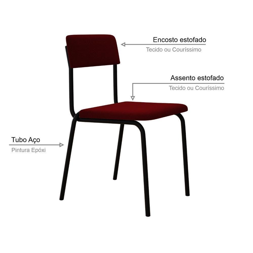 Cadeira Fit Fixa C/4 Pes 475 X 505 X 810 Mm C/4 Un. Vermelho Vin. Vermelho Vinho - 3
