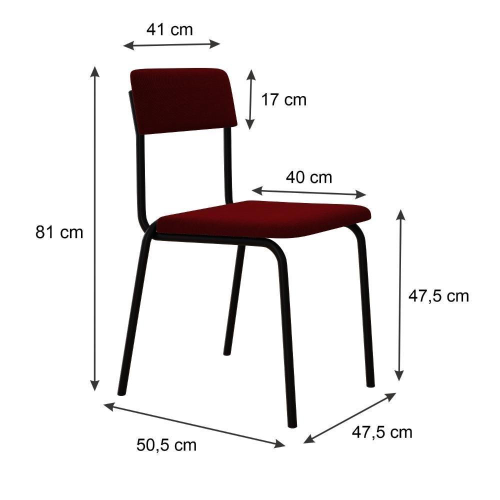Cadeira Fit Fixa C/4 Pes 475 X 505 X 810 Mm C/4 Un. Vermelho Vin. Vermelho Vinho - 6