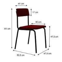 Cadeira Fit Fixa C/4 Pes 475 X 505 X 810 Mm C/4 Un. Vermelho Vin. Vermelho Vinho - 6