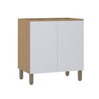 Balcão De Cozinha 80cm 2 Portas Sem Tampo Slim Luciane Móvei Freijó/cinza Cristal - 1