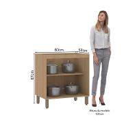 Balcão De Cozinha 80cm 2 Portas Sem Tampo Slim Luciane Móvei Freijó/cinza Cristal - 2