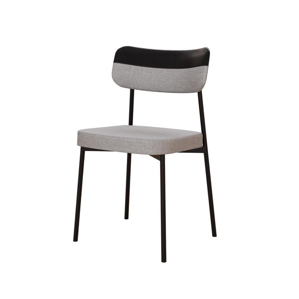 Cadeira Mynna Fixa C/4 Pes 525 X 470 X 790 Mm C/1 Un. Crt.cinza Claro/courino Preto Crt Cinza Claro/courino Preto - 1