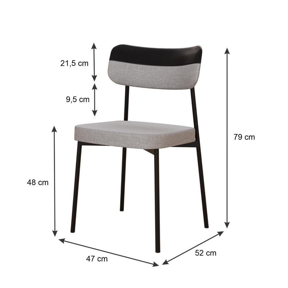 Cadeira Mynna Fixa C/4 Pes 525 X 470 X 790 Mm C/1 Un. Crt.cinza Claro/courino Preto Crt Cinza Claro/courino Preto - 6