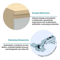 Balcão De Cozinha 20cm 1 Pt Aura Luciane Móveis Carvalho/cinza Cristal - 3