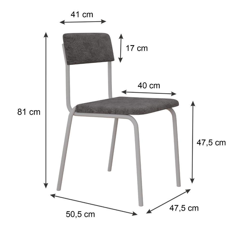 Cadeira Fit Fixa C/4 Pes 475 X 505 X 810 Mm C/3 Un Pés Brancos. Nevoa Nevoa - 6