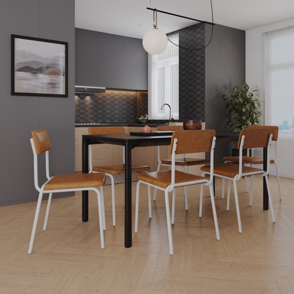 Cadeira Fit Fixa C/4 Pes 475 X 505 X 810 Mm C/2 Um Pés Brancos. Courino Caramelo Courino Caramelo - 2