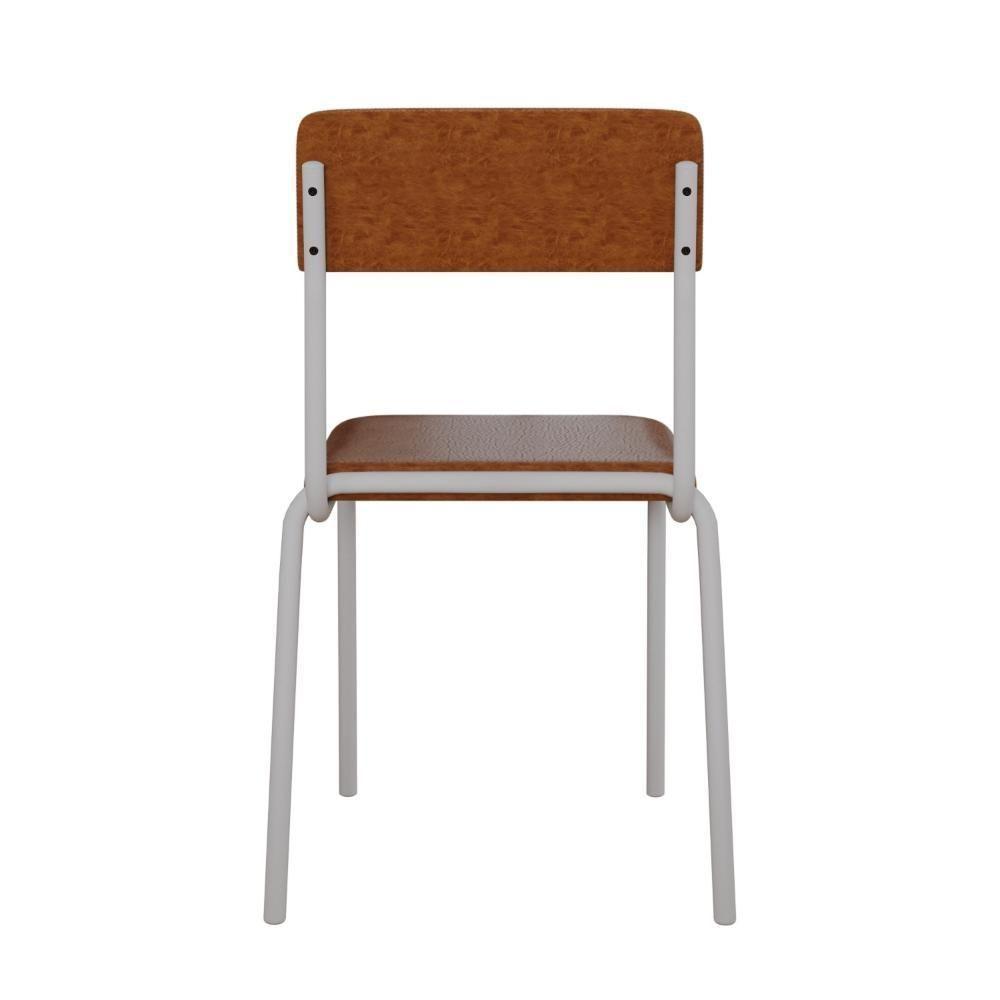 Cadeira Fit Fixa C/4 Pes 475 X 505 X 810 Mm C/2 Um Pés Brancos. Courino Caramelo Courino Caramelo - 5