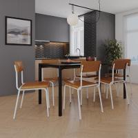 Cadeira Fit Fixa C/4 Pes 475 X 505 X 810 Mm C/2 Um Pés Brancos. Courino Caramelo Courino Caramelo - 2