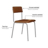 Cadeira Fit Fixa C/4 Pes 475 X 505 X 810 Mm C/2 Um Pés Brancos. Courino Caramelo Courino Caramelo - 3