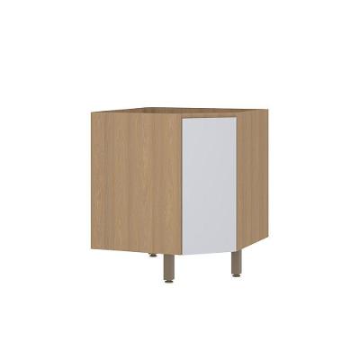 Balcão De Cozinha Canto Diagonal 74cm 1 Porta Sem Tampo Slim Freijó/cinza Cristal