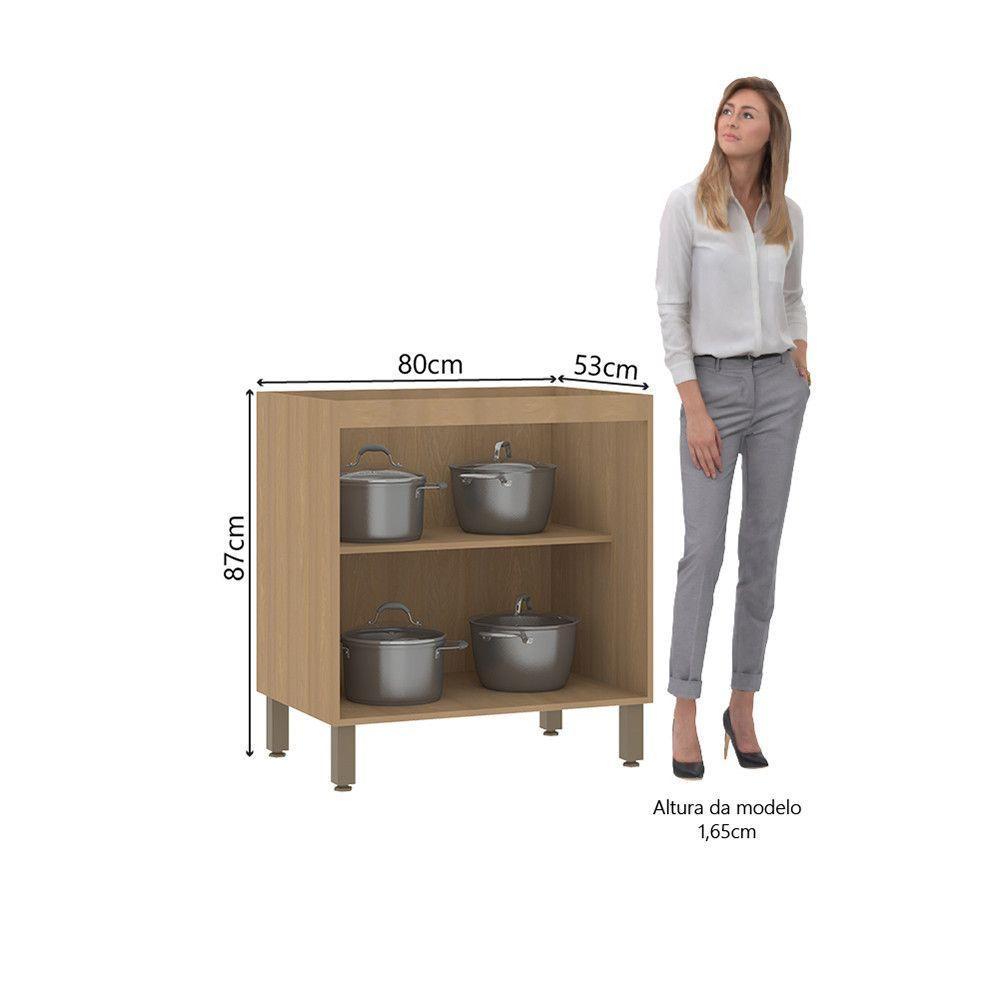 Balcão De Cozinha 80cm 2 Portas Sem Tampo Slim Luciane Móvei Freijó/preto - 2