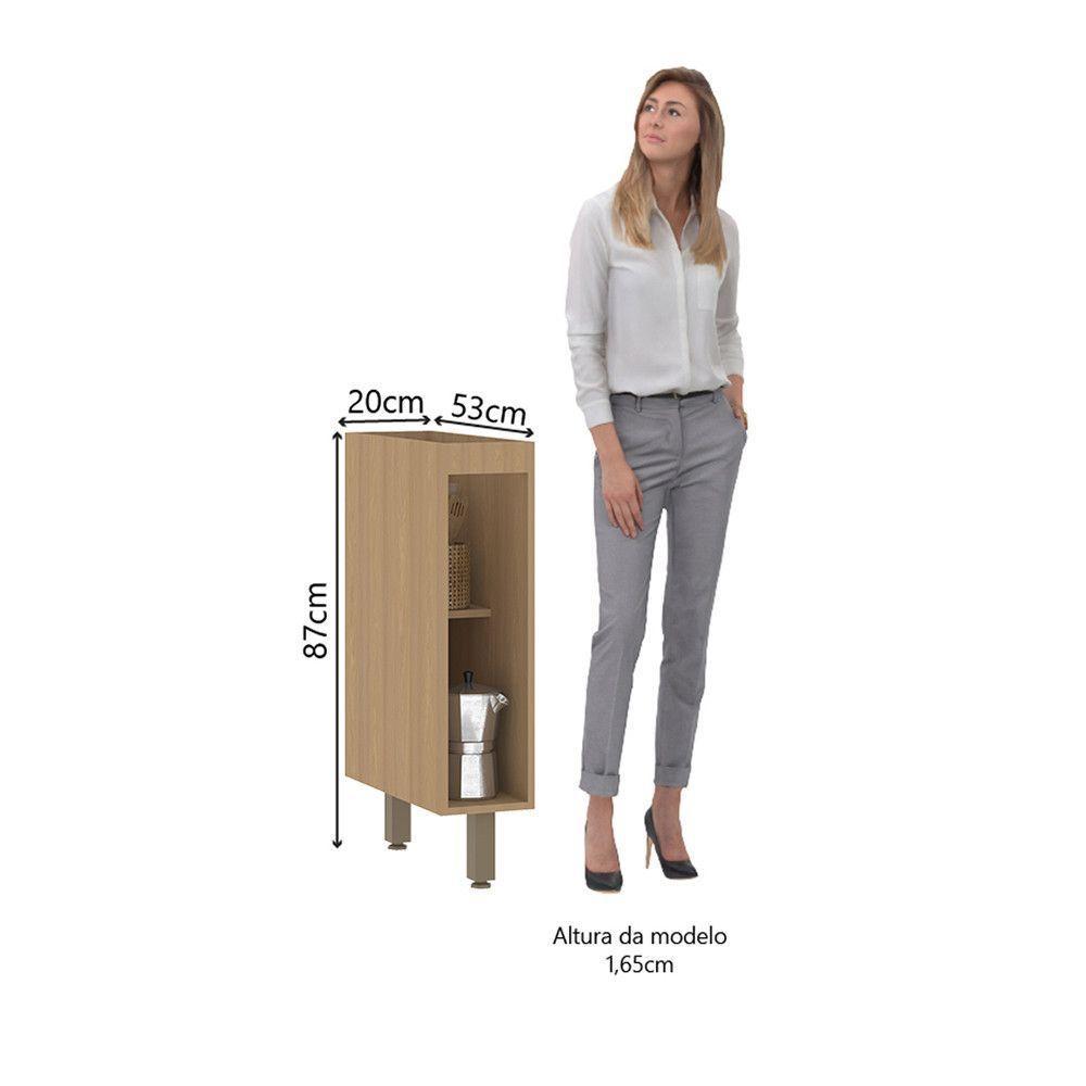 Balcão De Cozinha 20cm 1 Porta Sem Tampo Slim Luciane Móveis Freijó/cinza Puro - 2