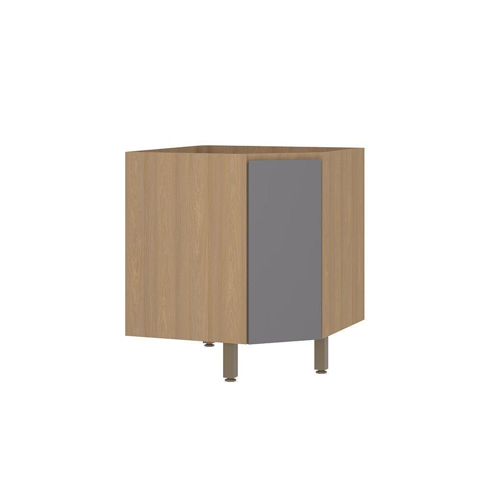 Balcão De Cozinha Canto Diagonal 74cm 1 Porta Sem Tampo Slim Freijó/cinza Puro - 1