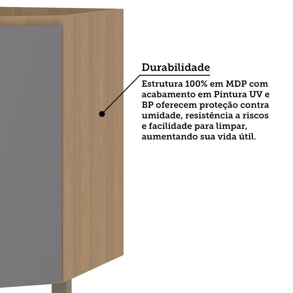 Balcão De Cozinha Canto Diagonal 74cm 1 Porta Sem Tampo Slim Freijó/cinza Puro - 4
