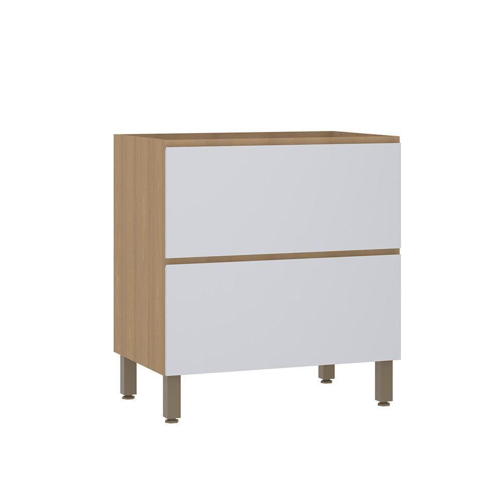 Balcão De Cozinha 80cm 1 Porta E 1 Gaveta Sem Tampo Slim Luc Freijó/cinza Cristal - 1