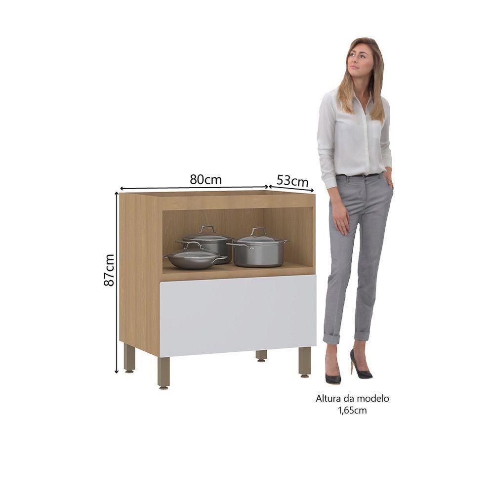 Balcão De Cozinha 80cm 1 Porta E 1 Gaveta Sem Tampo Slim Luc Freijó/cinza Cristal - 2