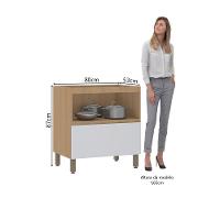 Balcão De Cozinha 80cm 1 Porta E 1 Gaveta Sem Tampo Slim Luc Freijó/cinza Cristal - 2